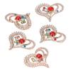 5 Pcs Broches DIY Love Peach Heart Shaped Rhinestone Glass Alloy Jewelry AccessoriesRed