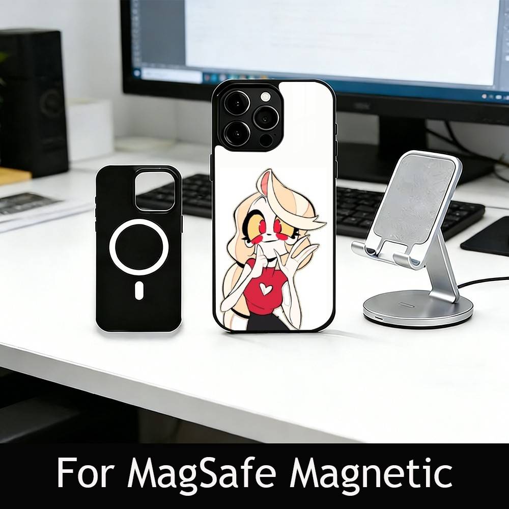 Чехол для телефона H-Hazbin C-Charlie для iPhone17,16,15,14,13,12,11 Plus,Pro Магнитный с беспроводной зарядкой Magsafe