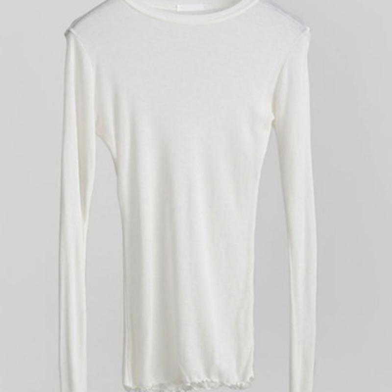 High Quality Plain T Shirt Women Cotton Elastic Basic T-shirts Female Casual Tops Long Sleeve Sexy Thin T-shirt See Through