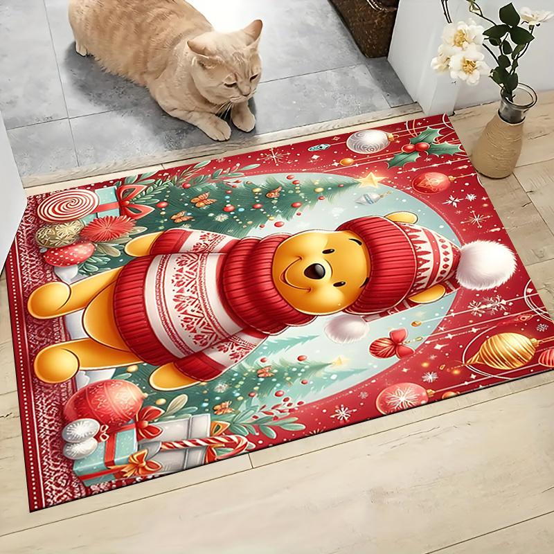 Christmas Winnie Pooh Carpet Rug Soft Washable Anti Slip Home Living Room Sofa Mats Personalized Christmas Rug