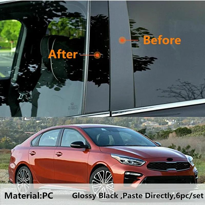 6Pcs Gloss Black Pillar Post Fit For Kia K3 Forte Sedan Window Sticker Cover Door Side Trim Decor Kit