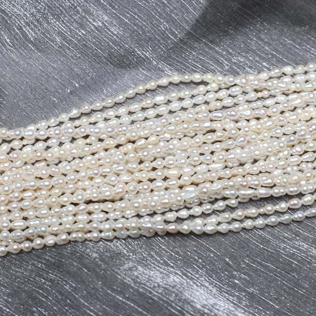 1 нить, Элегантные белые натуральные пресноводные жемчужные бусины для изготовления ювелирных изделий, DIY ожерелий, браслетов, поделок (Бусины 3-4 мм, Длина 36 см)