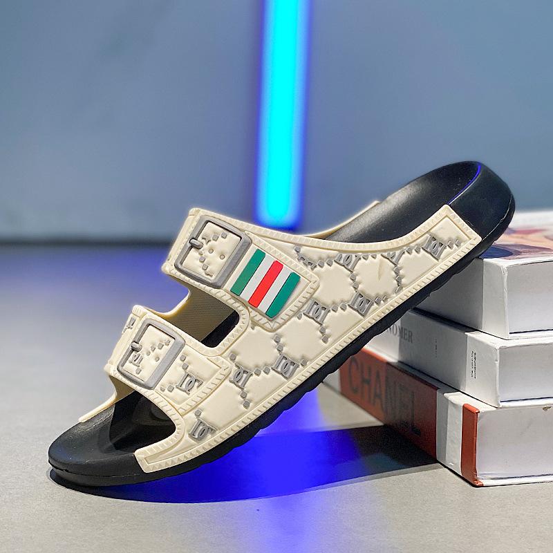 Одно слово перетащить мужской высококачественный люксовый вариант выходит носить дома мода корейская версия сандалии тапочки