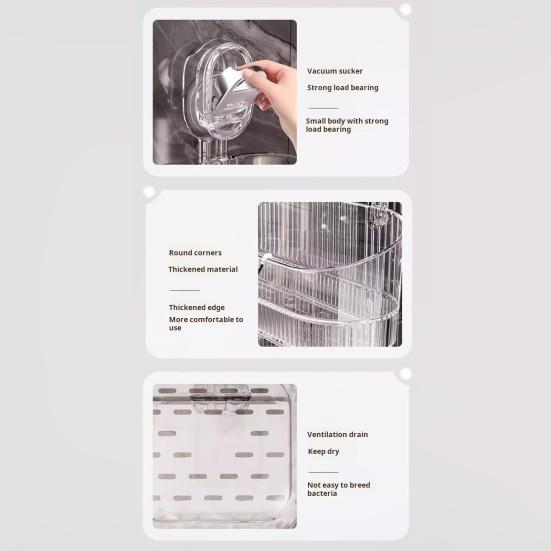 Стеллаж для хранения Большой вместимости Сильный несущий Легко устанавливается Без сверления Присоска для ванной