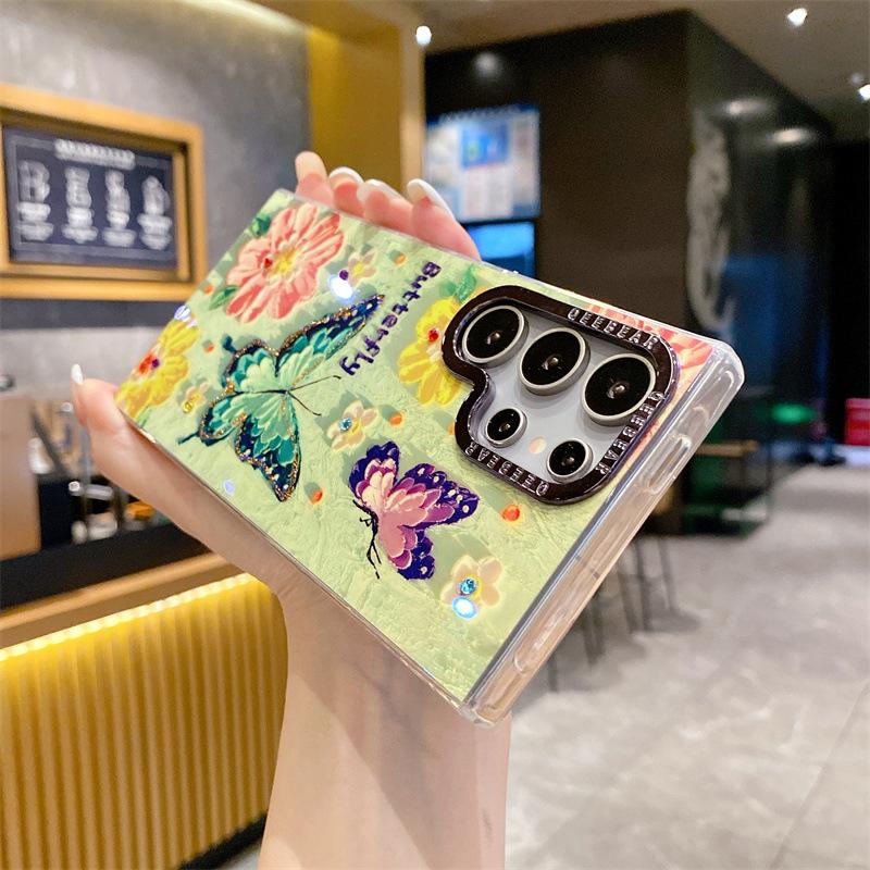 Three-dimensional Epoxy rhinestone rainbow butterfly Samsung s11plus mobile phone case s11ultra blue light s11 oil painting
