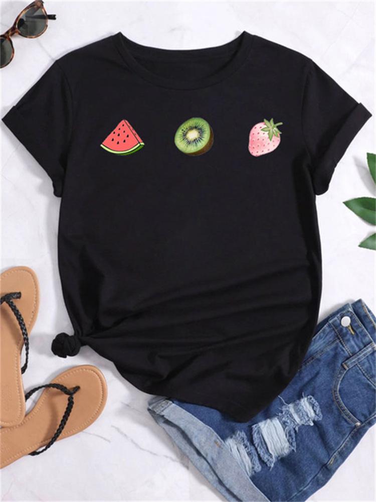 Maycaur Новая летняя забавная женская футболка с принтом арбуза и фруктов Harajuku Белые футболки с рисунком повседневные женские топы женская одежда