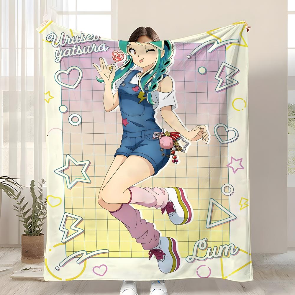 Anime Game Urusei Yatsura Throw Kid-Friendly Flannel Throw Blanket Soft Warm Anti-Static Washable All Season