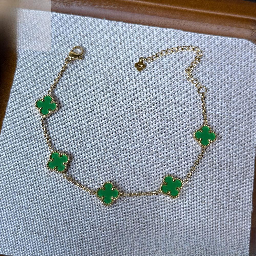 Браслет из титановой стали 10 мм, не выцветающий, «Четырехлистный клевер», легкая роскошь, модный, универсальный, пятицветный браслет