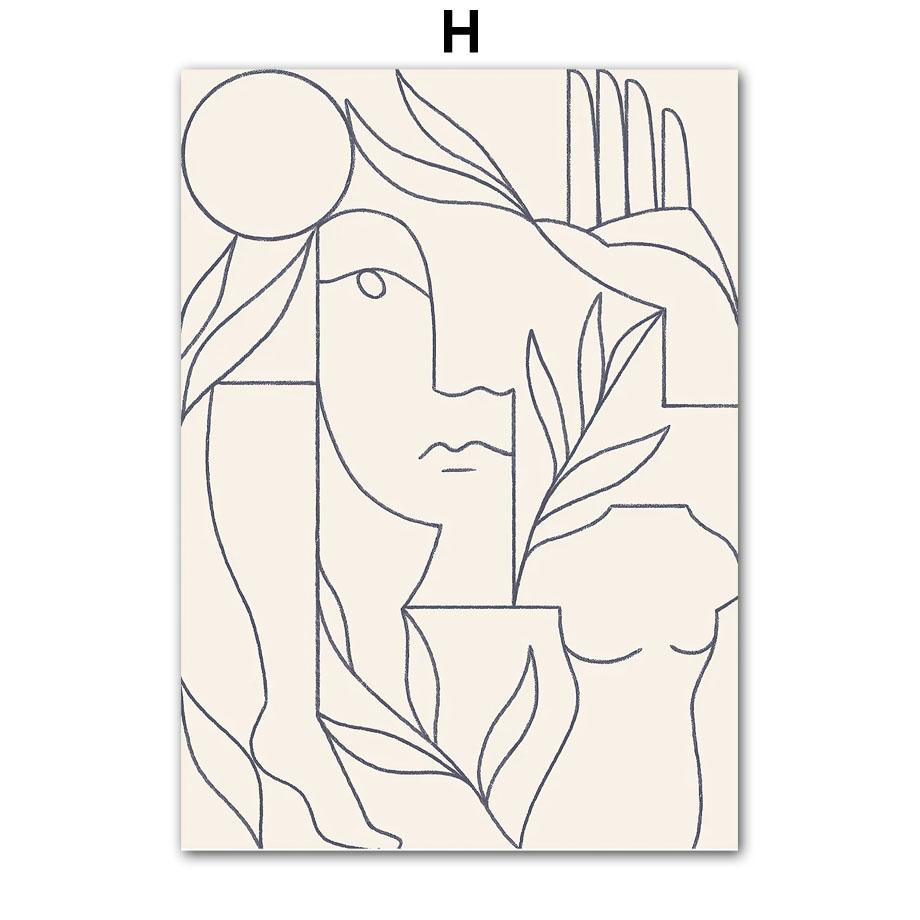 Classy Brow Line Abstract Girl Face Body Flower Minimalism Living Room Decor Canvas Painting Posters And Prints Wall Art Picture