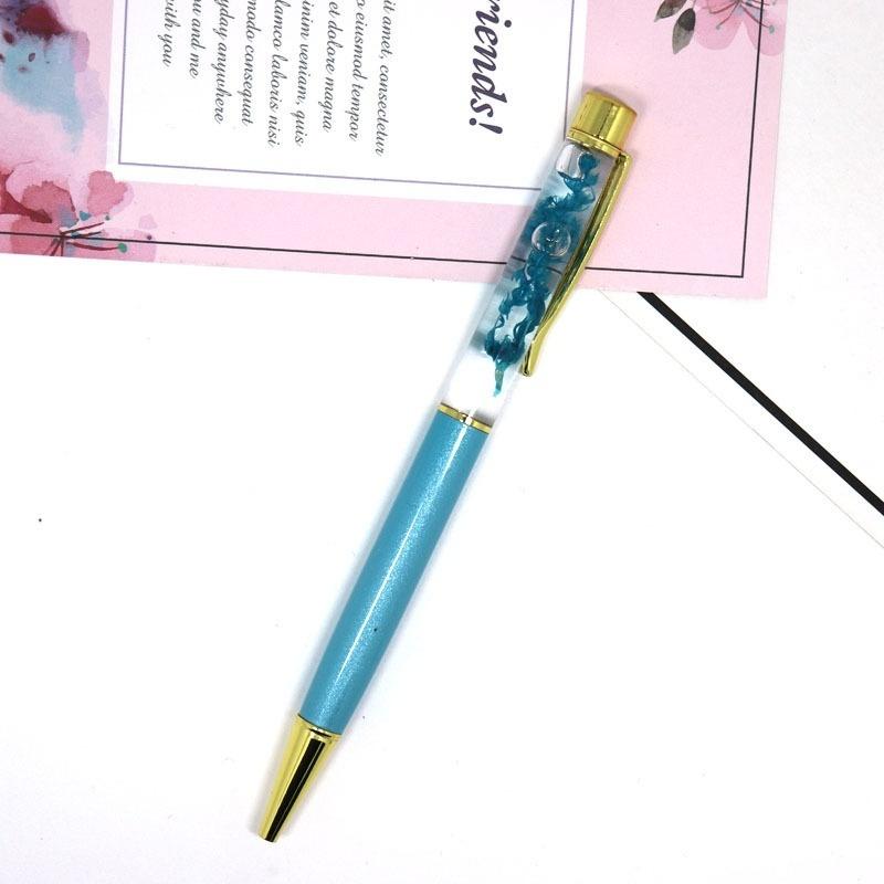 1 шт., креативная шариковая ручка, металлические шариковые ручки, канцелярские товары, ручки розового, золотого, розового золота, динамическая ручка с жидким цветком