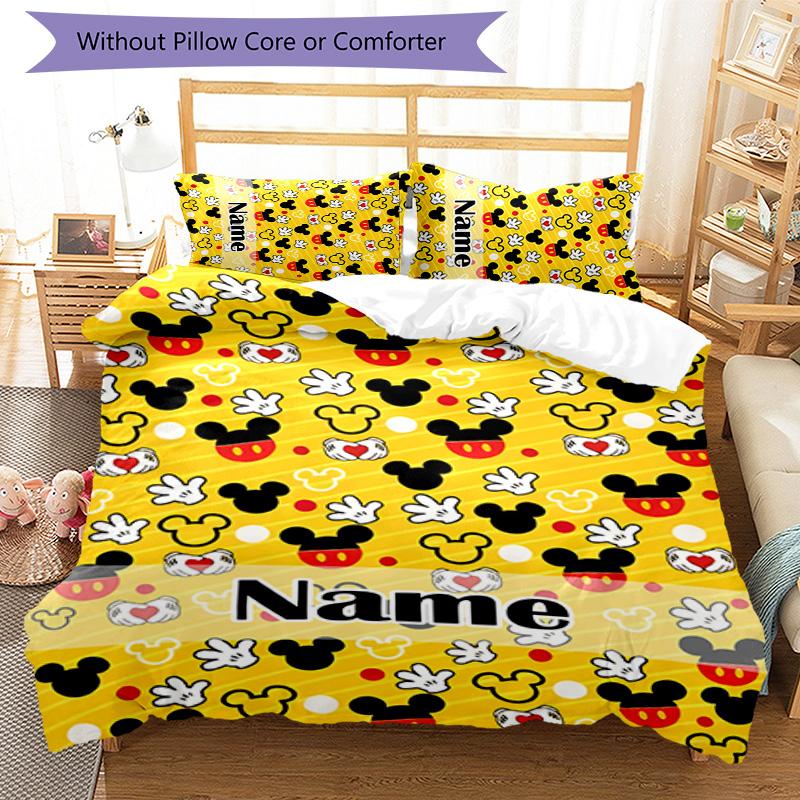 3pcs Mickey13 Cover Set - Personalized Name, HD Printed Bedding with 1 Cover and 2 Pillowcases - Perfect for Home Decor, Easy Care