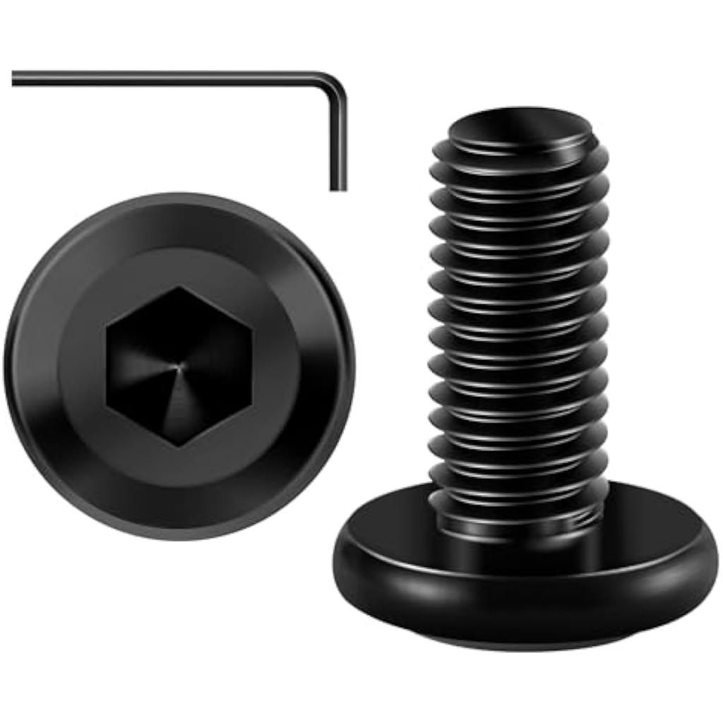 20 шт. болтов с плоской головкой и шестигранным углублением под ключ, болты для мебели из нержавеющей стали 304 с полной резьбой, черная оксидная пленка и шестигранный гаечный ключ