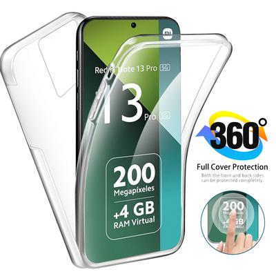 Прозрачный двусторонний защитный чехол из ПК+ПЭТ для Xiaomi Redmi Note 13 Pro+ 5G, противоударный чехол 360° для всего корпуса, Redmy Note13 Pro Plus