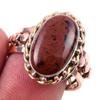 Natural Mahogany Obsidian Gemstone 925 Sterling Silver Two Tone Ring S.9.5 r1O56