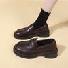 Thick-soled Thick-heeled Loafers for Women's 2025 New Spring and Autumn Fashion, High-end Sense, Shallow Mouth, One Pedal, Loafers, Small Leather Shoe