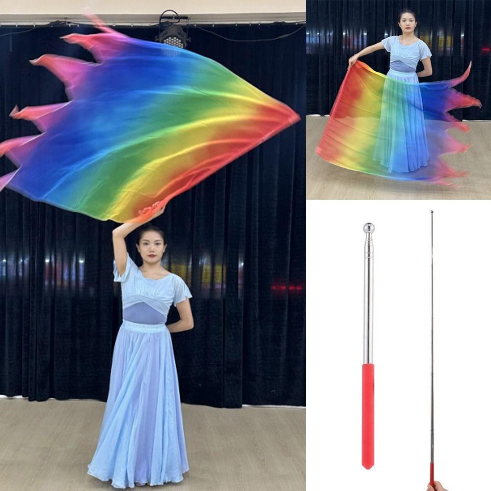 Multicolor Belly Dance Accessories Props Scalable Rods Colorful Scarves Flag  Dance Performance