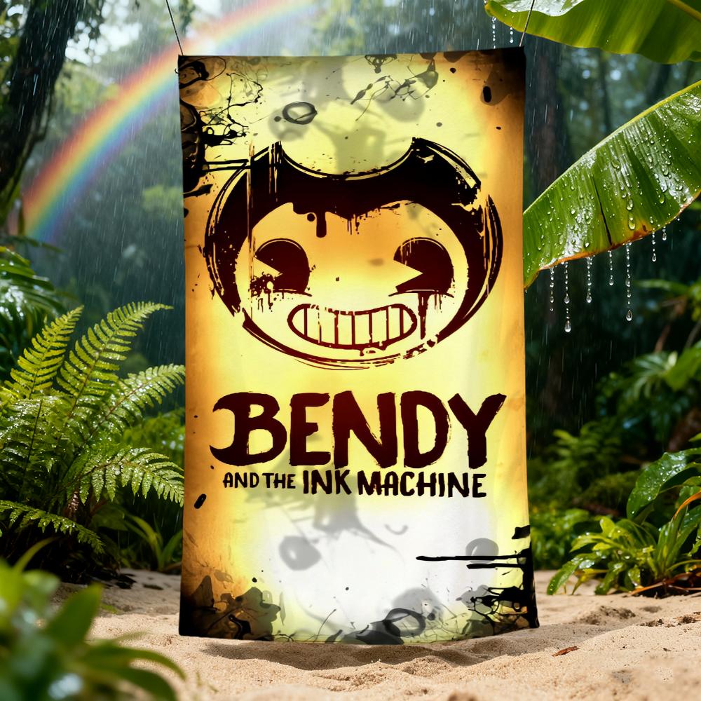 B-bendy and the ink m-Machine ИГРА Полотенце Пляжное Быстросохнущее Мягкое Полотенца для Бассейна Подарок для Путешествий Спортзал Душ Кемпинг спорт