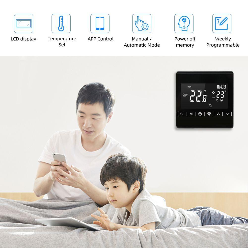 WiFi Smart Термостат LCD Электрический подогрев пола Голосовой помощник Контроллер