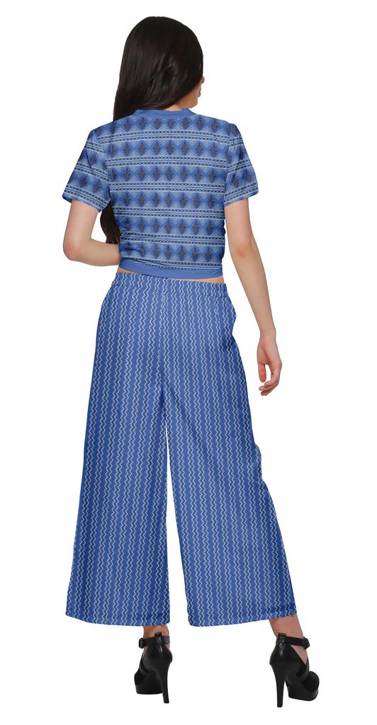 Moomaya Womena    S Crop Top Palazzo Set Printed 2 Piece Outfit Dress Ethnic