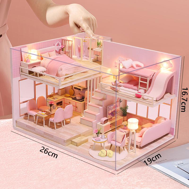 Кукольный домик Набор 3D Деревянный Мини Кукольный домик Сборка Здание с Набором Мебели Игрушки Детский Подарок на День рождения 3D Пазл Ручная работа