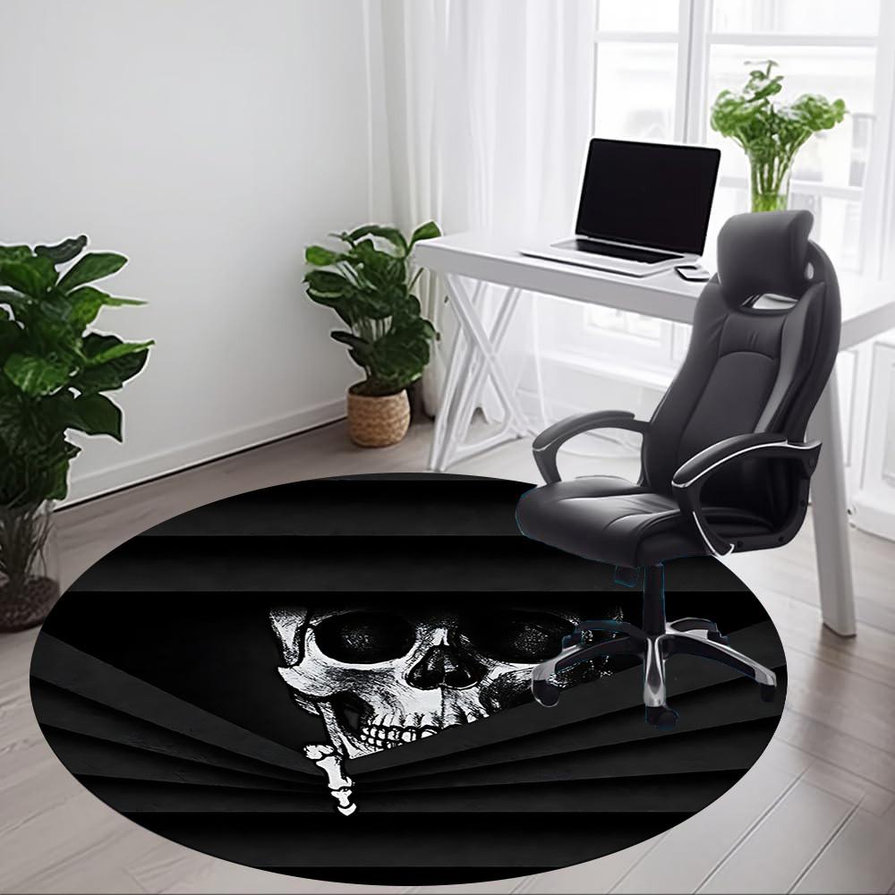 1pc Skull Pirate Office Round Area Rug,  Mat Suitable For Office, Under Office Chairs Bedroom Living Room Home Decor, Room Deco