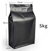 Large Capacity Resealable 5kg Coffee Bean Powder Packaging with One-way Air Valve Pet Dry Food Flat Bottom Ziplock Storage Bag