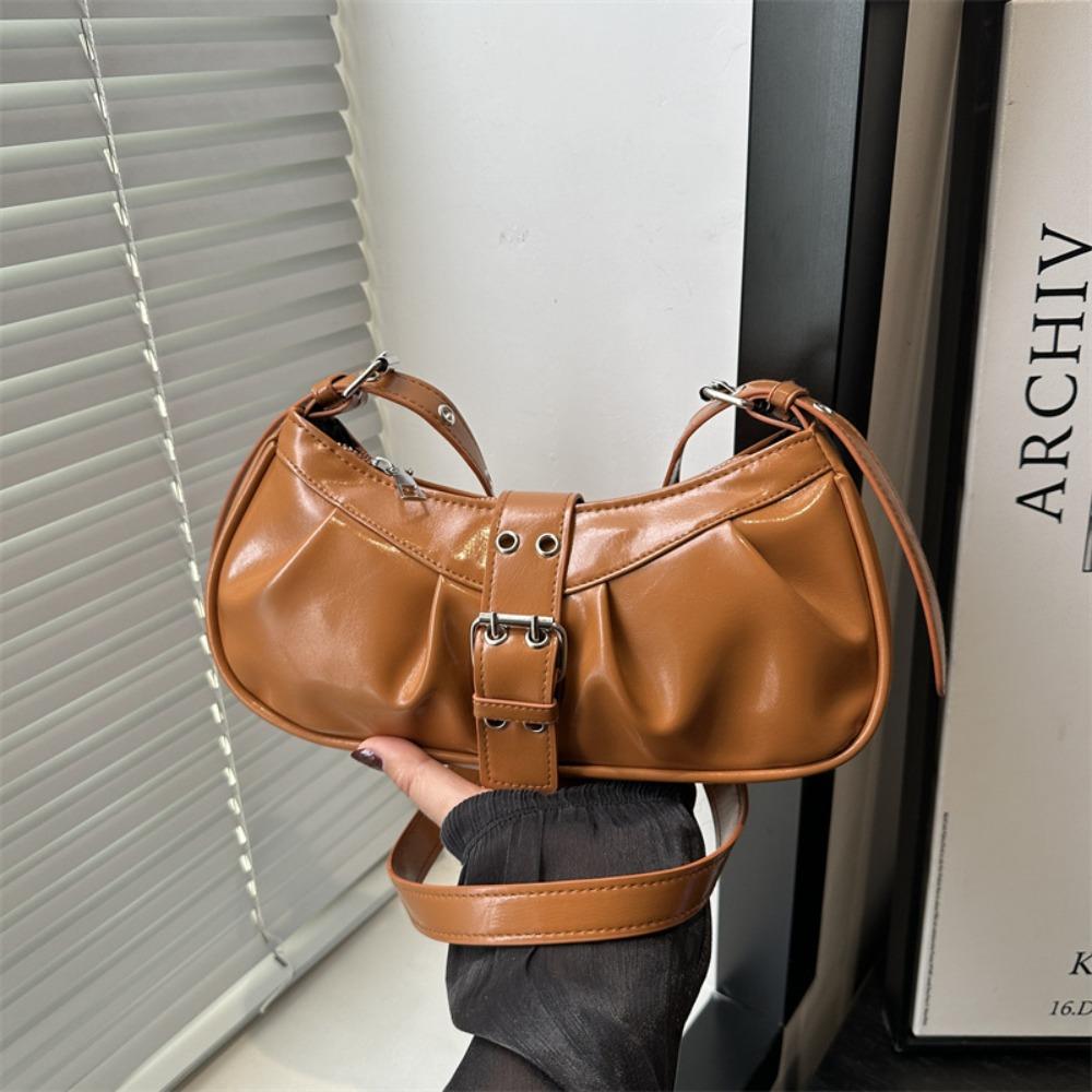 Винтажная сумка Y2k через плечо из искусственной кожи, сумочка для острой девушки, модная сумка-багет с пряжкой, женская