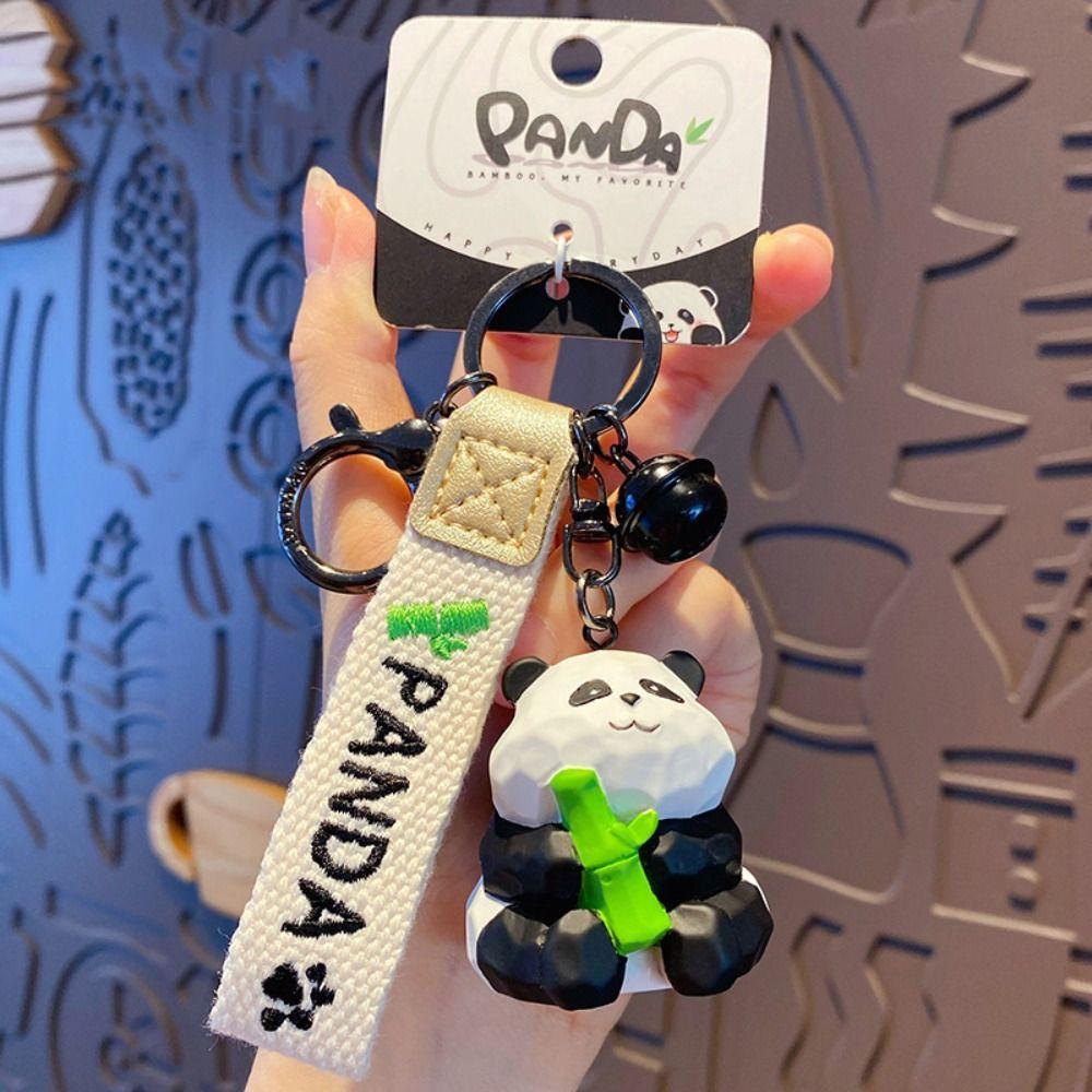 Брелок для ключей в виде панды из смолы с имитацией панды, имитация резьбы по дереву, сумка с цепочкой для ключей в виде панды, аксессуары