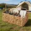 Utensil Caddy with 5 Compartments Hand-woven Storage Basket with Handle Rustic Cutlery Flatware Organizer for Picnic BBQ Kitchen Countertop Storage
