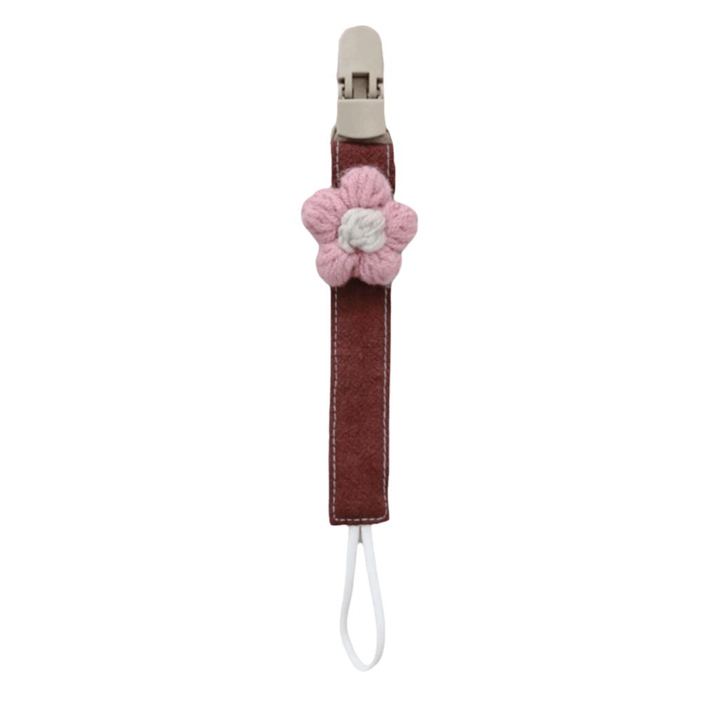 Plastic Flower Dummy Nipple Holder Plaid Embroidery Pacifier Clips Retro Baby Pacifier Chain Girls