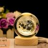 3D Moon Crystal Ball Night Light, Glass Ball Night LED Lamp with Wooden Base, Decorations Gifts for Men, Women, Kids, Boys, Girls, Teens