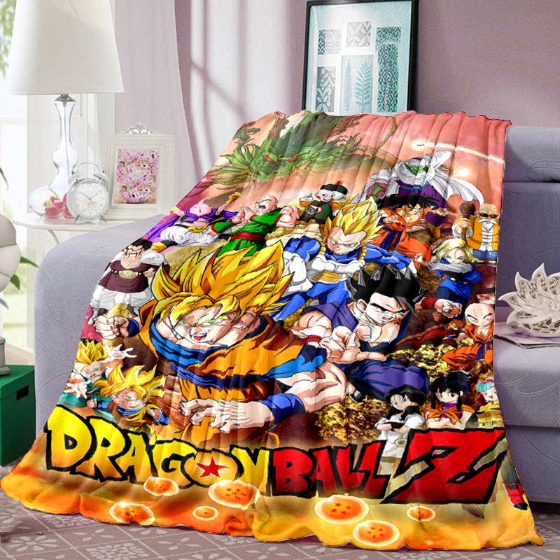 Dragon Ball Print Blanket Warm Comfortable Flannel Blanket for Bedrooms, Sofas, Beds, Chairs, Picnics, Travel -LXR17