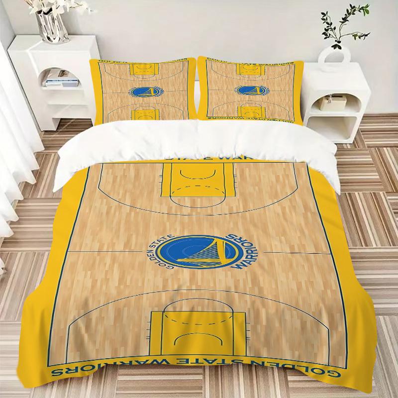 3pcs bedding set Golden State Warriors Basketball Includes 1 Comforter + 2 Pillowcases, Without Pillow Inserts, Soft Comfortable,a0910236