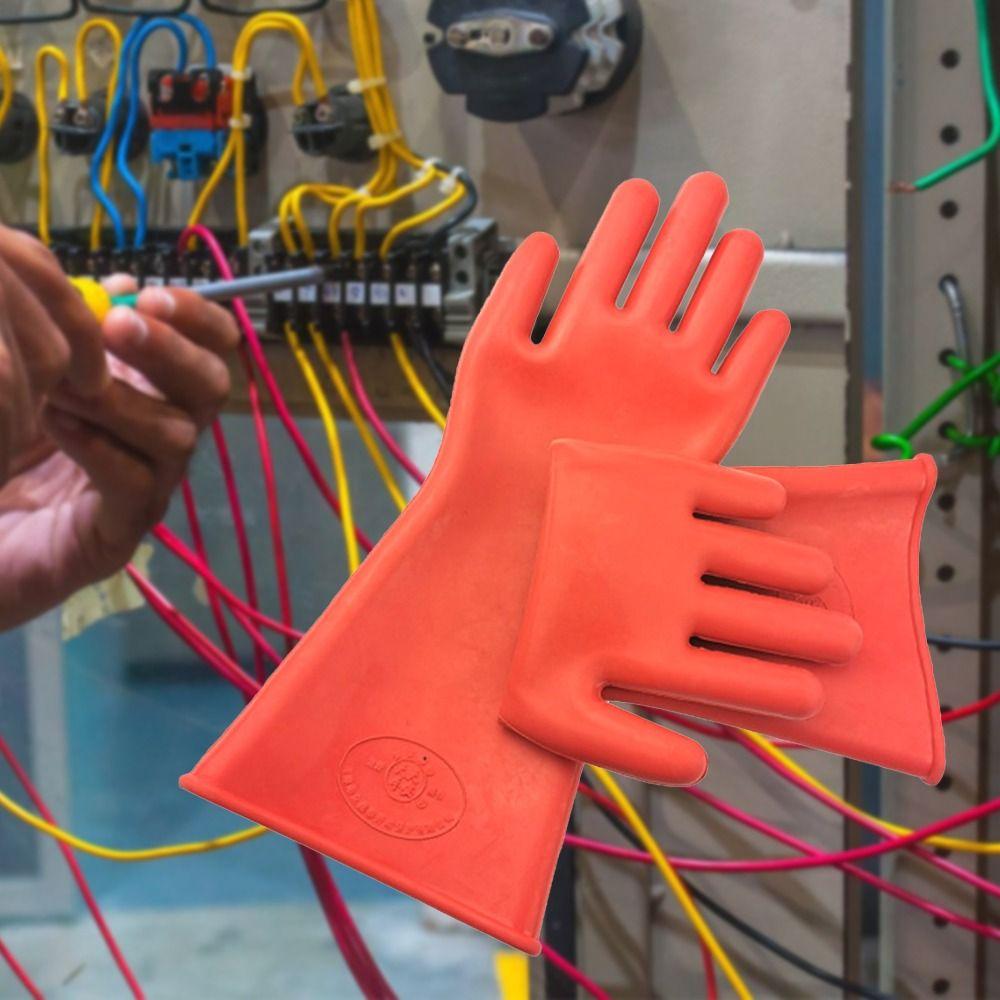 Red Electrician Insulating Gloves 5KV Work Safe Gloves Protective Insulation Mittens Electrical