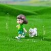 1Pc Fairy Garden Dog-Leading Girl Doll Figures Micro Landscape Valentine's Day Gift PVC Crafts Fairy Garden Decor Home Ornament