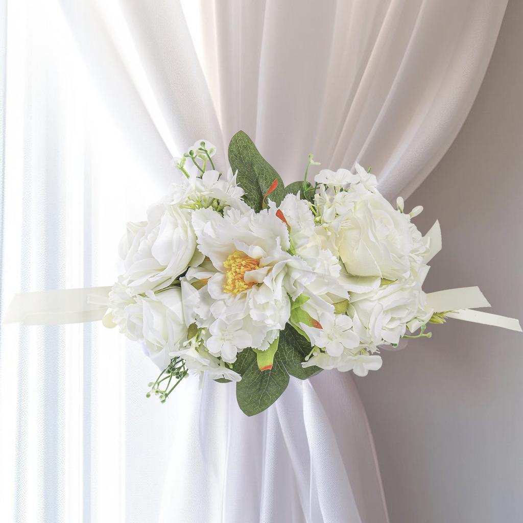 Подхват для штор из ткани с цветочным принтом, подхват с искусственными цветами, держатель для прозрачных штор, свадебный декор, искусственные цветы в лесном стиле.