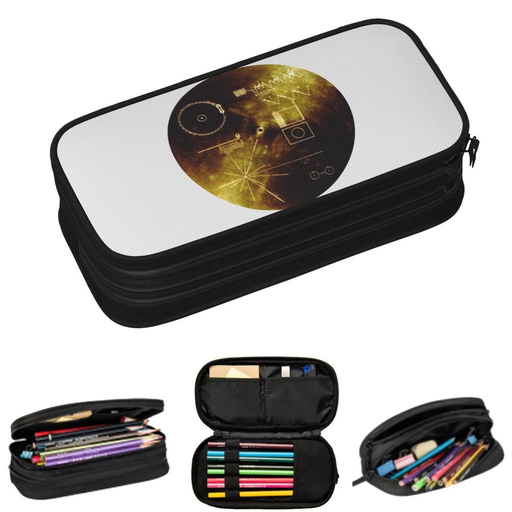 The Voyager Golden Record! Pencil Cases for Student School Pen Box Pencil Bag Large Capacity Pencil Pouch