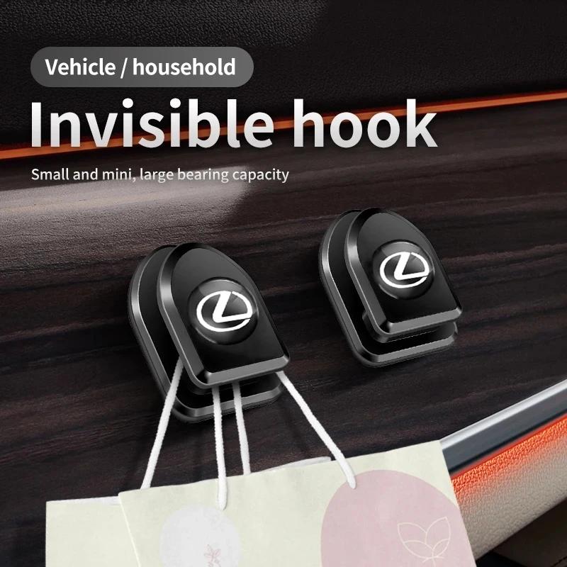 csabjg1 For Lexus F SPORT ES RX NX LS UX LM LX GX LC RZ IS CT GS RC HS SC 2PCS Car Storage Hanger Auto Logo Hooks Peg Accessories