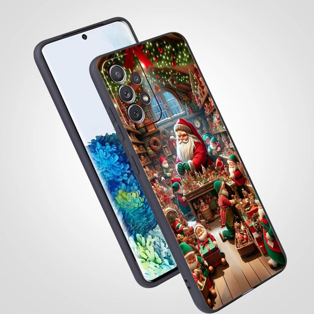 Чехол для телефона на Новый год и Рождество для Samsung Galaxy A55 A35 A15 A14 A13 A25 A54 A51 A71 A72 A73 A32 A52 A41 5G Мягкий ТПУ Чехол Capas