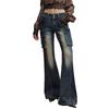 2025 Autumn Low-Waist Washed Distressed Wide-Leg Flare Jeans