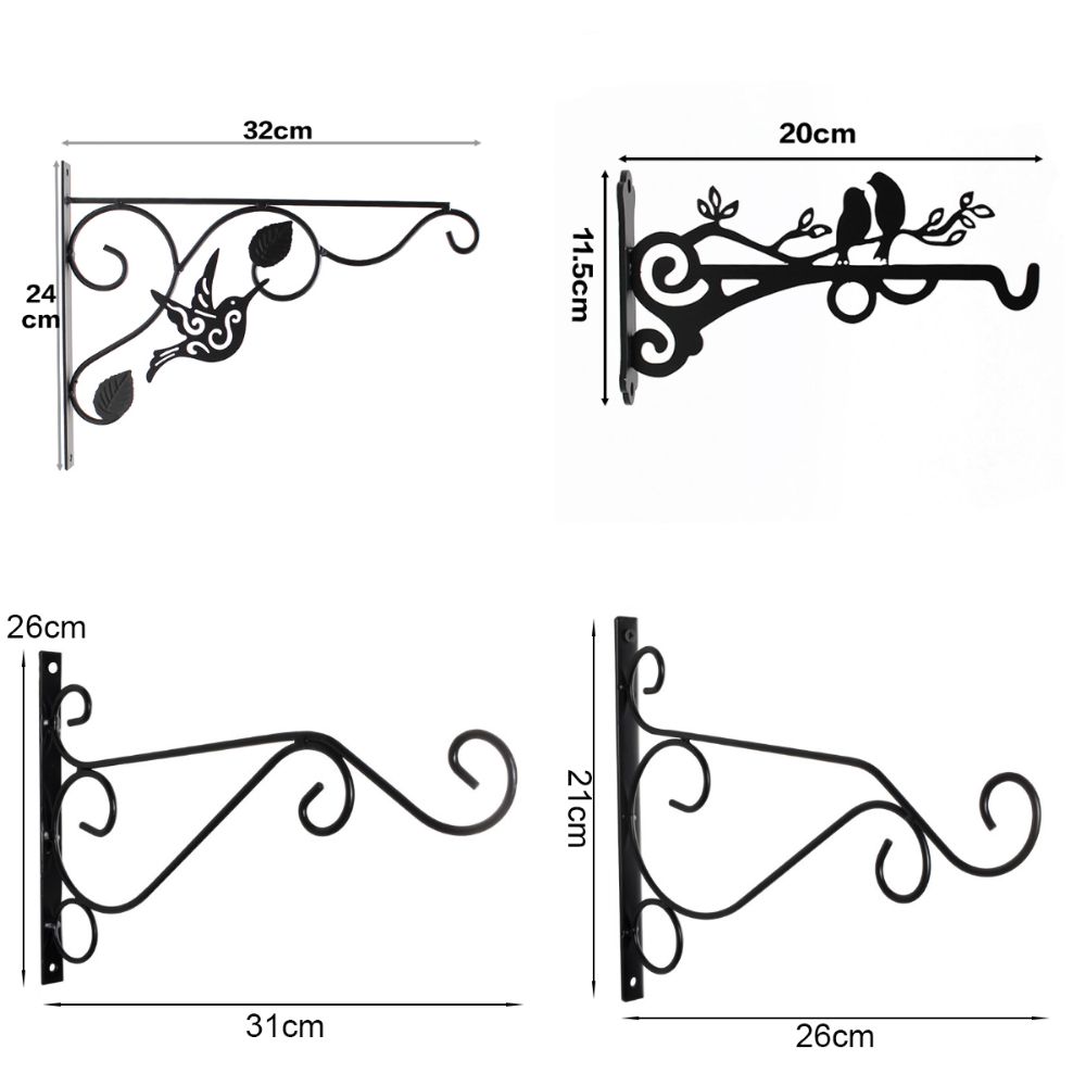 Black Garden Plant Hanger Hook Bird Wall Mounted Plant Hanger Hanging Flower Basket Brackets