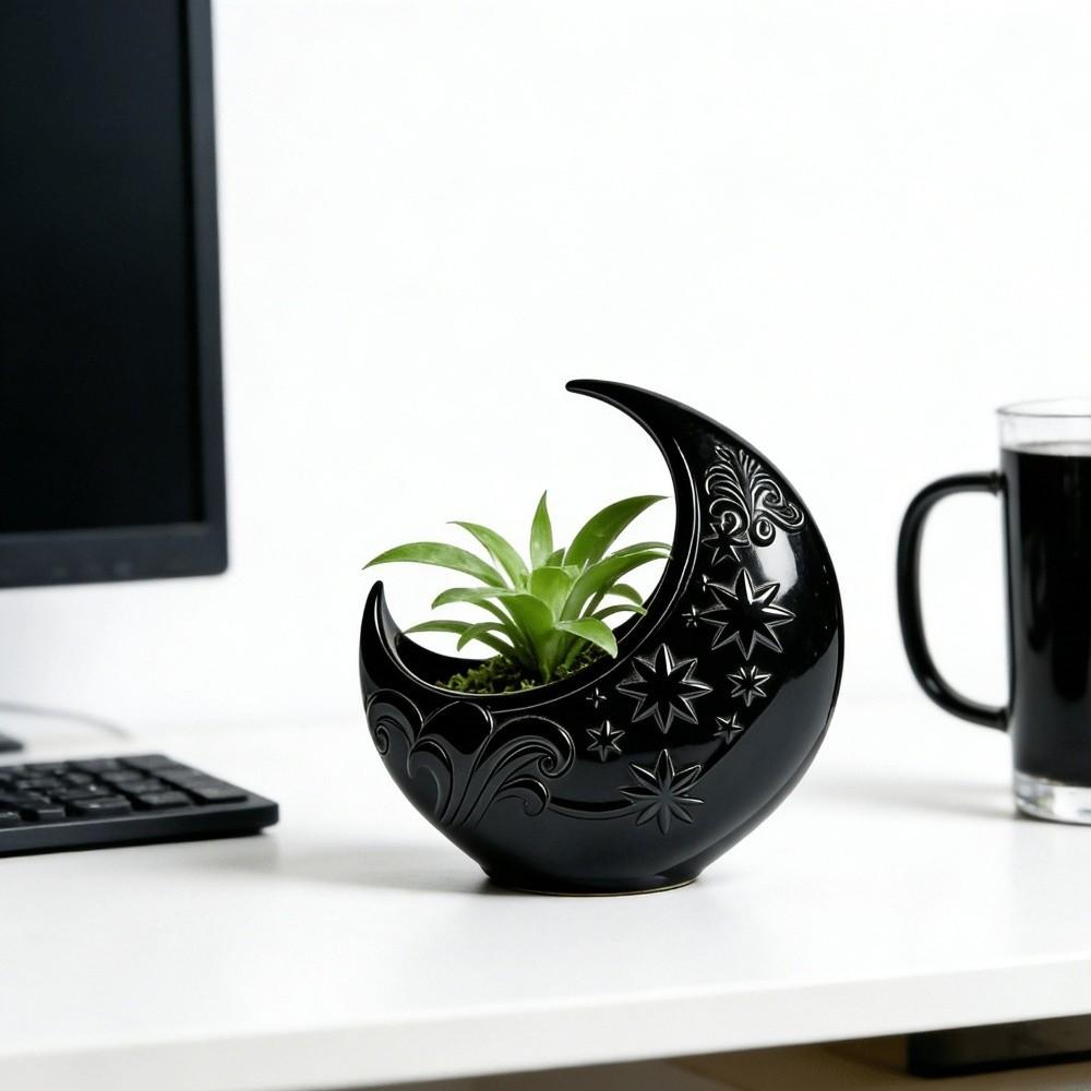 3D Printing Crescent Moon Flower Pot Moon Shaped Storage Box for Gardening Lovers