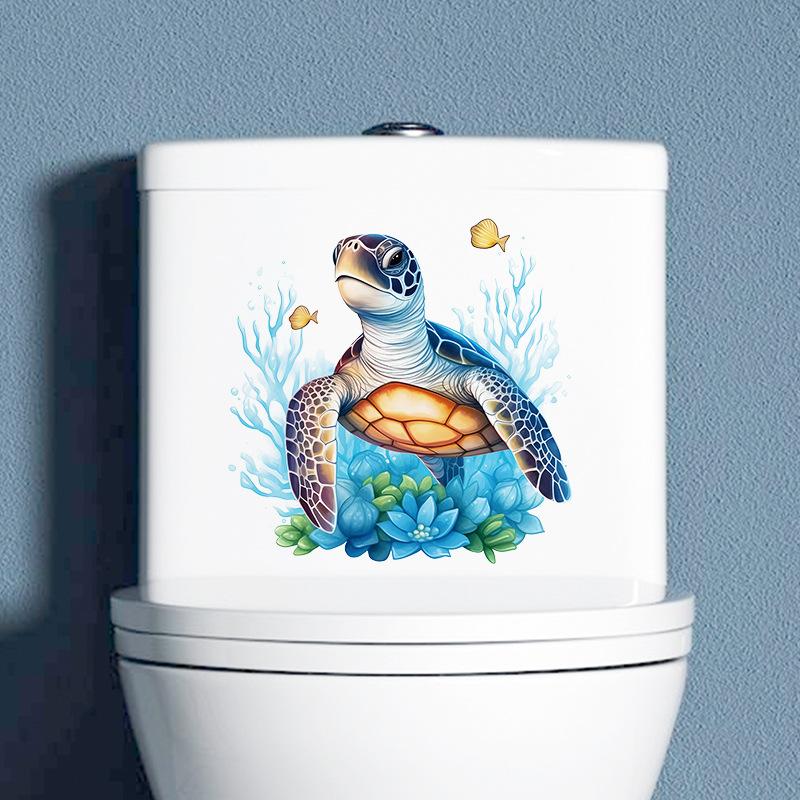 Photo of Turtle Toilet Sticker Ceramic Tile Water Tank Decoration Self-adhesive Sticker