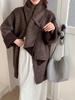 Korean Style Double-Sided Cashmere Collar Scarf Coat - Women's Petite Wool Blend Overcoat (Thick, Autumn/Winter 2025)