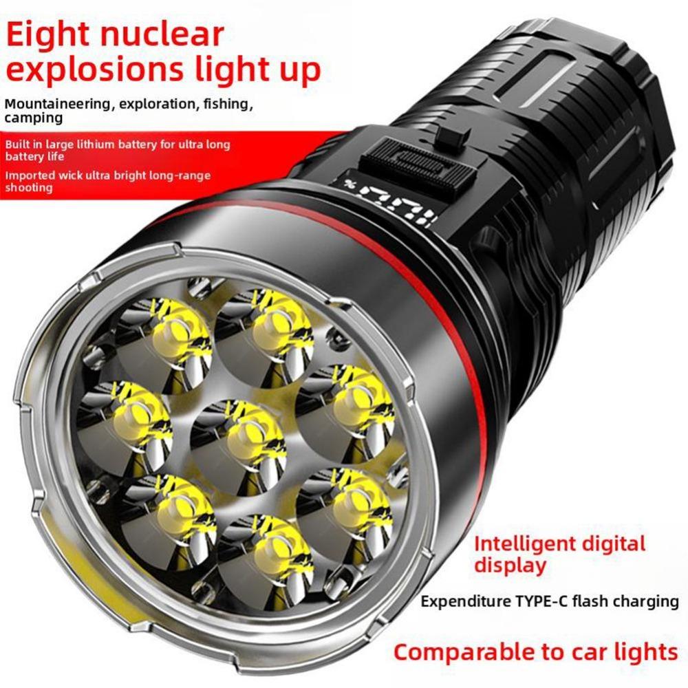 10000 лм 8*LED Мощный фонарик Встроенный аккумулятор USB Перезаряжаемый Портативный Светодиодный АБС Фонарь Водонепроницаемый Походный фонарь Уличный фонарь