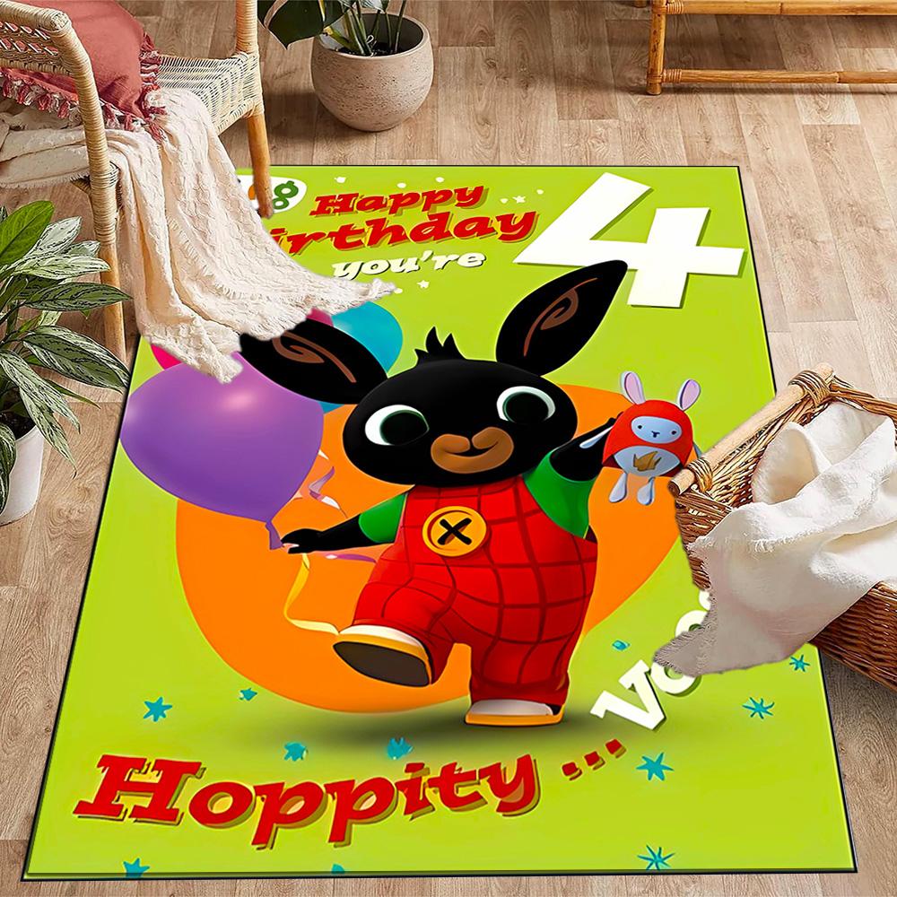 Bing's Colorful Adventure Themed Anti-Slip Rugs - Polyester Home Decor, Suitable for Bedrooms, Living Rooms, Doorways, Studios, and Decorations