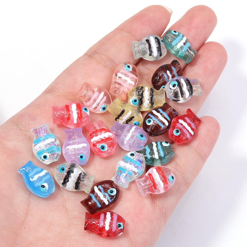 5 шт./лот Разноцветные ручной работы Lampwork Бусины Милые Мультяшные Морские Рыбки Россыпью Стеклянные Бусины Для DIY Модного Браслета Серьги Украшения