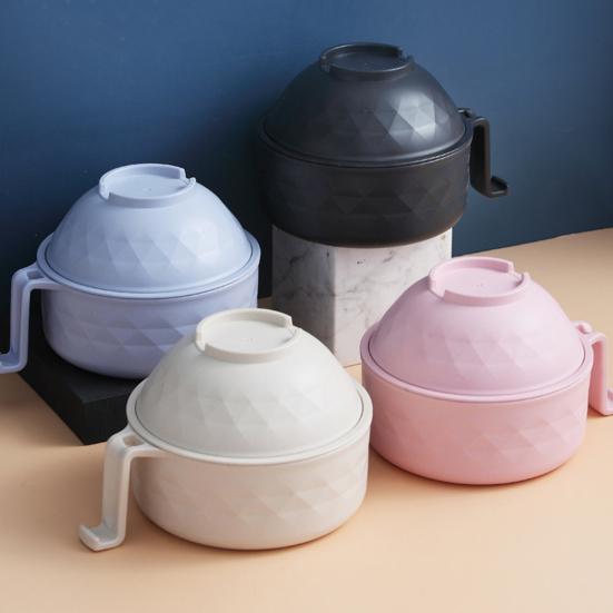 1 Set Rice Bowl Drainage Design Kitchen Accessories Leak-proof Salad Ramen Bowl with Chopsticks Fork Spoon Modern Eat Food BPA Free