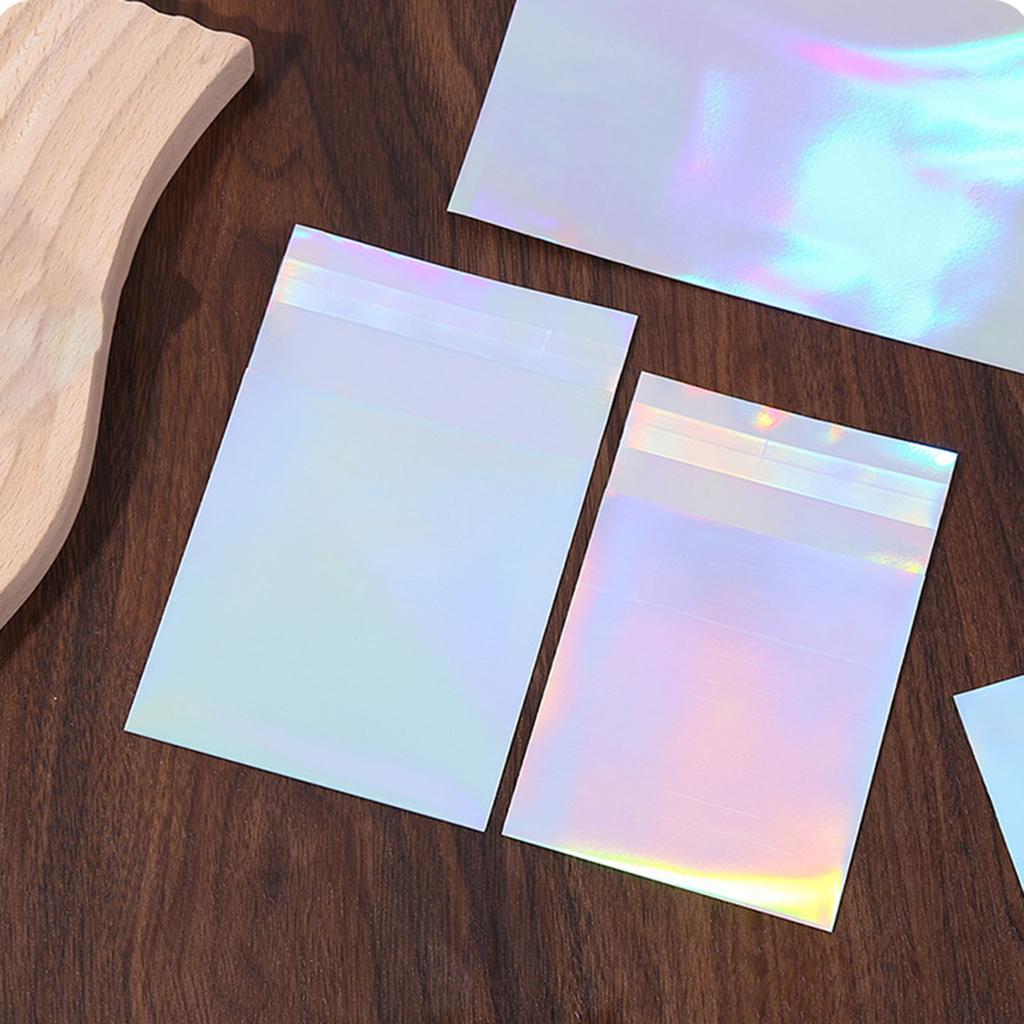 50Pieces Holographic Mailing Envelopes Rainbow Flat Foil Bags With Self Adhesive Seal For Courier And Gift Packaging