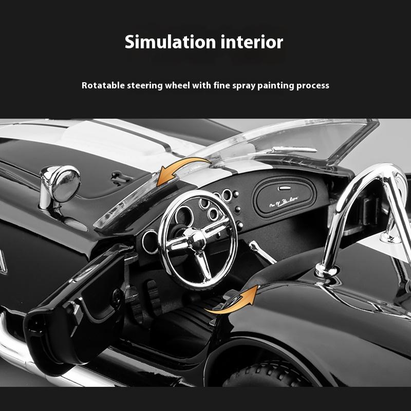 1:24 1965 Shelby Cobra Кабриолет Родстер Модель Симуляция Звук Свет Вытягиваемое Колесо Амортизация Подарок Мальчику на День Рождения